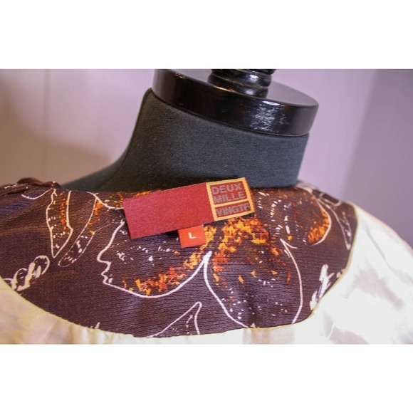 Deux Mille Vingte Belted Jacket Short Trench Floral Print Silk Cotton - Picture 4 of 4